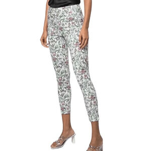 L’agence Margot High Rise Skinny Jeans Pant Crop Hand Drawn Floral Print Size 25